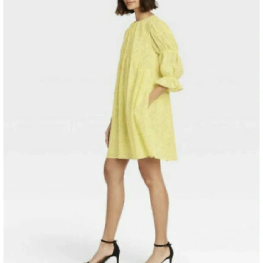 WHO what wear puff elbow sleeve a line dress - Picture 3 of 5